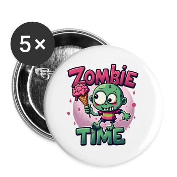 Zombie Time Eiscreme Comic - Buttons groß 56 mm (5er Pack) - Weiß - Vorne