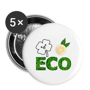 Eco Leaf Letters with Lemon Slice - Buttons large 2.2''/56 mm (5-pack) - white - Front