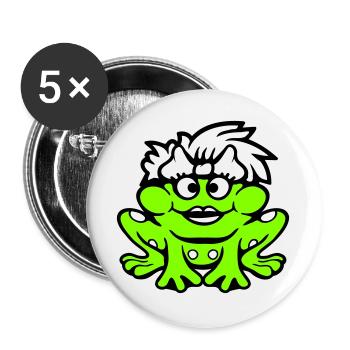 grenouille femme joli crapaud drôle fille féminine - Lot de 5 grands badges (56 mm) - blanc - Devant
