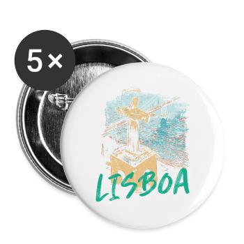 Christus, der König von Lissabon, aus der himmelblauen Schrift gesehen - Buttons groß 56 mm (5er Pack) - Weiß - Vorne