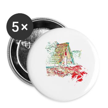 Maison traditionnelle de l'île de Madère - Lot de 5 grands badges (56 mm) - blanc - Devant