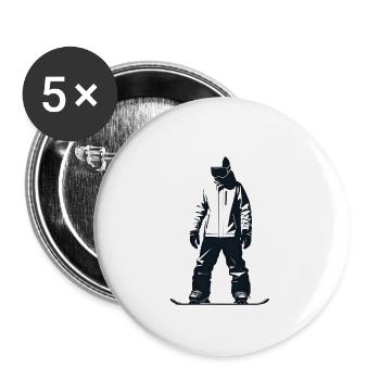 Snowboarder - Cool Silhouette Logo - Lot de 5 grands badges (56 mm) - blanc - Devant