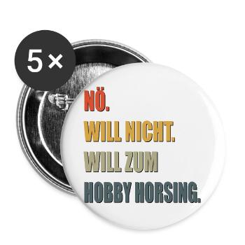 HOBBY HORSING MOTIVATION SPORT - Buttons groß 56 mm (5er Pack) - Weiß - Vorne