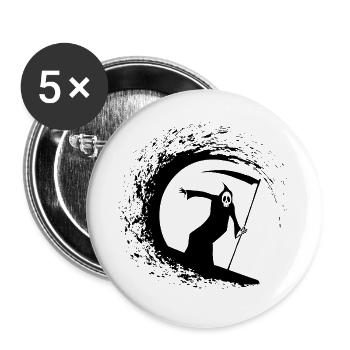 Death and surfing - Buttons large 2.2''/56 mm (5-pack) - white - Front