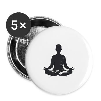 Méditation - Logo Cool Silhouette - Lot de 5 grands badges (56 mm) - blanc - Devant