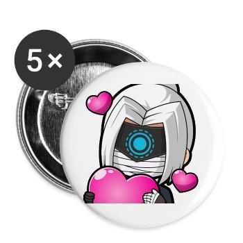 Cyber Ninja Heart Love - Buttons large 2.2''/56 mm (5-pack) - white - Front