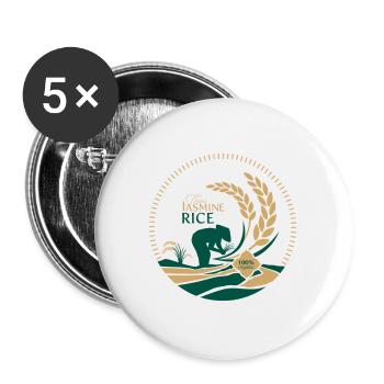 Thai Jasmine Rice Logo Organic - Buttons groß 56 mm (5er Pack) - Weiß - Vorne