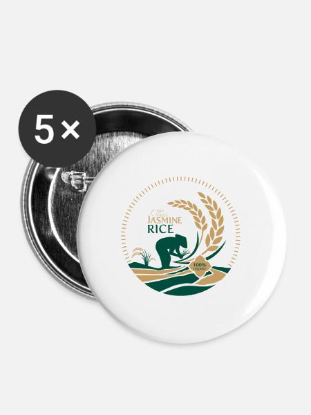 Thai Jasmine Rice Logo Organic - Buttons large 2.2''/56 mm (5-pack) - white