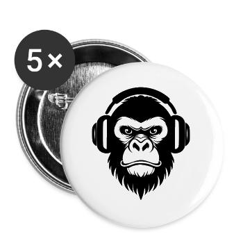 DJ Grooves Underground Rebellious Monkey Head Shirt - Buttons large 2.2''/56 mm (5-pack) - white - Front