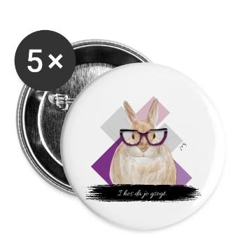 JvG Hase "I hos da jo gsogt." - Buttons groß 56 mm (5er Pack) - Weiß - Vorne
