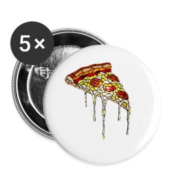 Mosaïque de pizza : conception artistique de vitrail - Lot de 5 grands badges (56 mm) - blanc - Devant