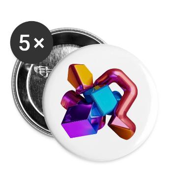 Abstrakte 3D Geometrie Formen bunt - Buttons groß 56 mm (5er Pack) - Weiß - Vorne