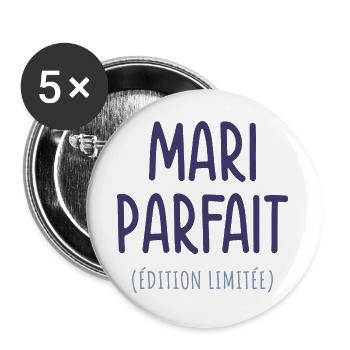 Perfect Husband Limited Edition Humor Geschenk Origina - Buttons groß 56 mm (5er Pack) - Weiß - Vorne