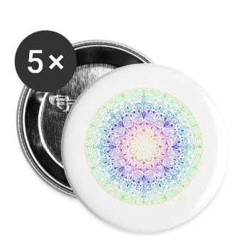 Rainbow Mandala Fusion - Buttons large 2.2''/56 mm (5-pack) - white - Front