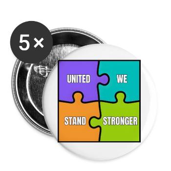 VEREINT SIND WIR STÄRKER - Buttons groß 56 mm (5er Pack) - Weiß - Vorne