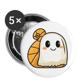Schnecke Halloween Geist - Buttons groß 56 mm (5er Pack) - Weiß - Vorne