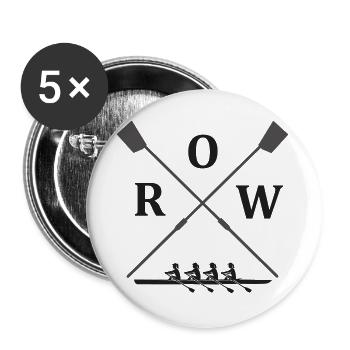 crossed rowing skulls - rudder blades with rowing boat - Buttons large 2.2''/56 mm (5-pack) - white - Front
