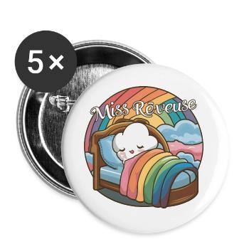 Miss Dreamer Design Child Dreamer and Sleep - Buttons large 2.2''/56 mm (5-pack) - white - Front