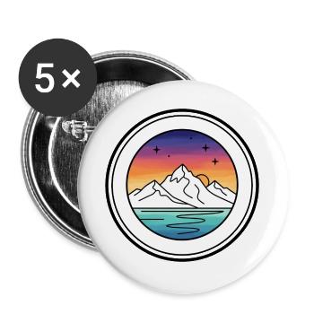 Mountain Lake Sunset Circle - Buttons large 2.2''/56 mm (5-pack) - white - Front