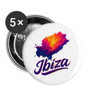 Ibiza Island Holiday Silhouette Summer Bachelor Party Gift - Buttons large 2.2''/56 mm (5-pack) - white - Front
