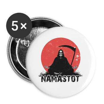Grim Reaper macht Yoga – Lustiges Sensenmann Desig - Buttons groß 56 mm (5er Pack) - Weiß - Vorne