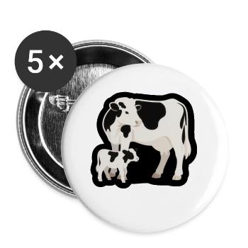 Cow and Calf – Black and White with Heart - Buttons large 2.2''/56 mm (5-pack) - white - Front