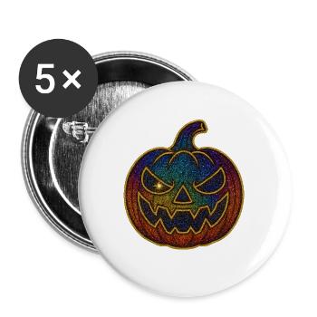 Glitzernder Regenbogen Kürbis zu Halloween - Buttons groß 56 mm (5er Pack) - Weiß - Vorne