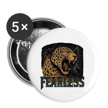 Fearless Leopard Power Design - Buttons large 2.2''/56 mm (5-pack) - white - Front