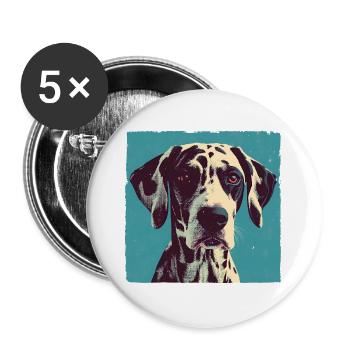 Dalmatian Portrait – Pop Art Vintage in Blue - Buttons large 2.2''/56 mm (5-pack) - white - Front