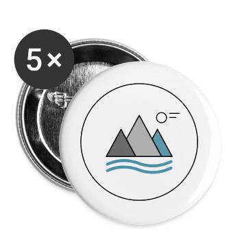 Bergsee Silhouette mit Wellen - Buttons groß 56 mm (5er Pack) - Weiß - Vorne