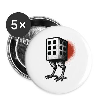 Würfelbau mit Beinen - Buttons groß 56 mm (5er Pack) - Weiß - Vorne