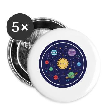 Cheerful Solar System Design - Buttons large 2.2''/56 mm (5-pack) - white - Front