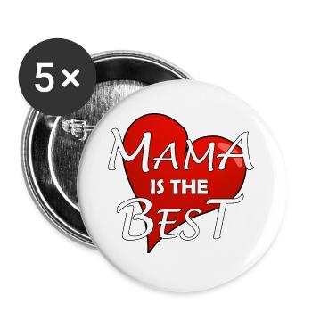 MAMA IS THE BEST - Buttons large 2.2''/56 mm (5-pack) - white - Front