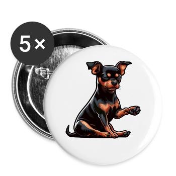 Sprich mit der Pfote Zwergpinscher Pinscher Minpin - Buttons groß 56 mm (5er Pack) - Weiß - Vorne
