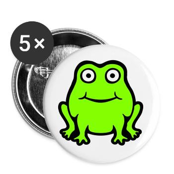 Grenouille Crapaud Sourire Drôle Bande dessinée Heureux Mignon - Lot de 5 grands badges (56 mm) - blanc - Devant