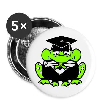 Frosch Schulabschluss Abitur bestanden College süß - Buttons groß 56 mm (5er Pack) - Weiß - Vorne