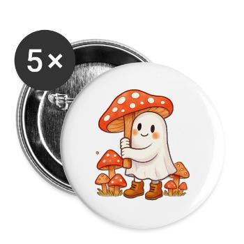 Ghost with an umbrella - a mushroom - Buttons large 2.2''/56 mm (5-pack) - white - Front
