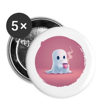Coffee Ghost – Cozy Halloween Shirt - Buttons large 2.2''/56 mm (5-pack) - white - Front