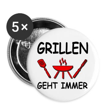 Grillen - Buttons groß 56 mm (5er Pack) - Weiß - Vorne
