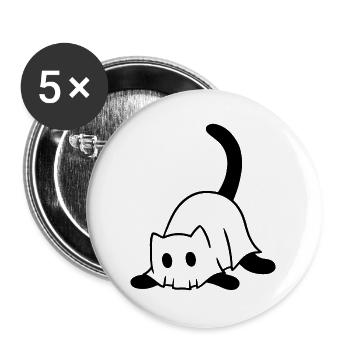 Cat in Ghost Costume – Halloween Motif - Buttons large 2.2''/56 mm (5-pack) - white - Front