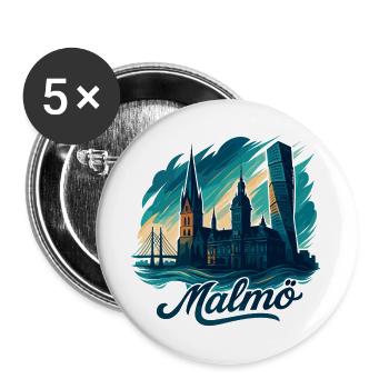 Malmö Stadt Schweden cool maritim Geschenk - Buttons groß 56 mm (5er Pack) - Weiß - Vorne