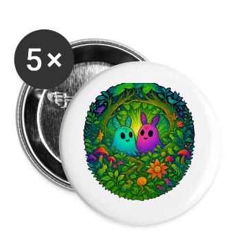 Glowing creatures in the enchanted forest - Buttons large 2.2''/56 mm (5-pack) - white - Front