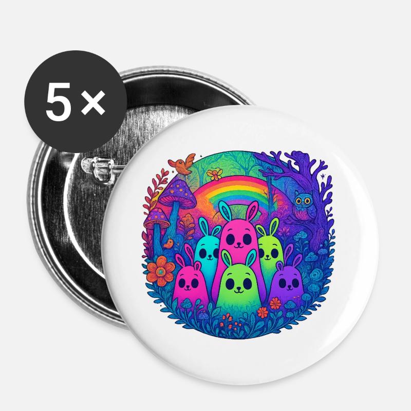 Neon Monster Friends - Buttons large 2.2''/56 mm (5-pack) - white