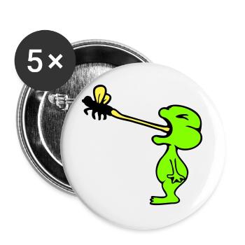 Frog catches fly tongue mosquito eat hunger toad - Buttons large 2.2''/56 mm (5-pack) - white - Front