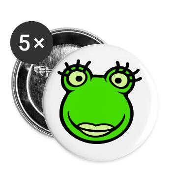 grenouille fille cils jolie femme fille fille - Lot de 5 grands badges (56 mm) - blanc - Devant