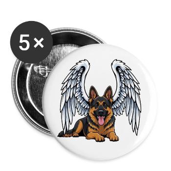 Cute Angel German Shepherd Cartoon Mourning - Buttons large 2.2''/56 mm (5-pack) - white - Front