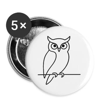 Eule Skizze auf Ast – Natur & Tierliebhaber - Buttons groß 56 mm (5er Pack) - Weiß - Vorne