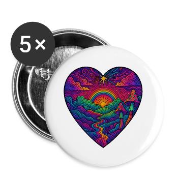 Rainbow Heart Landscape - Buttons large 2.2''/56 mm (5-pack) - white - Front