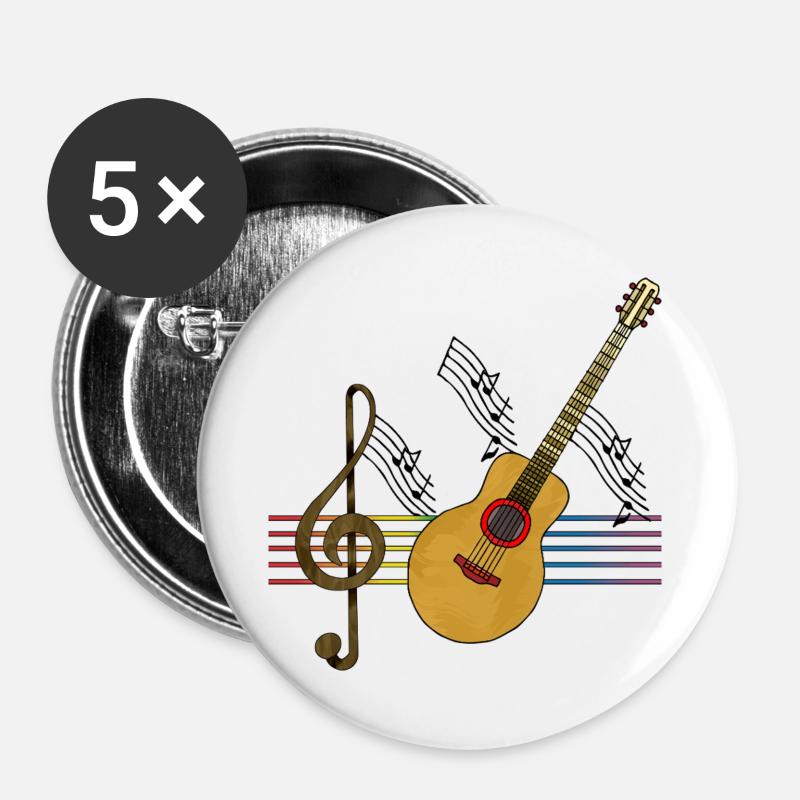 Gitarre - Buttons groß 56 mm (5er Pack) - Weiß