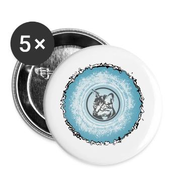 Cat Circle Blue Silhouette - Buttons large 2.2''/56 mm (5-pack) - white - Front